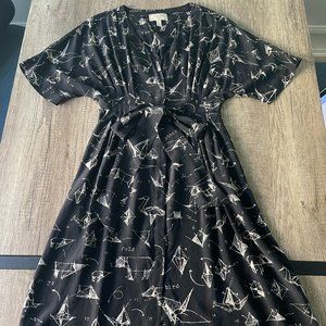 Vintage Anthropologie One-of-a-Kind Origami Silk Dress